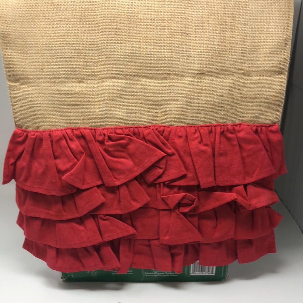 Christmas Burlap and Red Ruffle Table Runner - Picture 3 of 4
